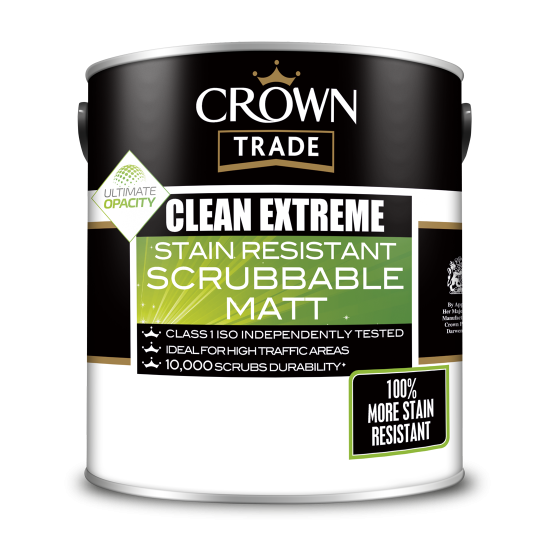 Crown Trade Clean Extreme Scrubbable Matt Paint 10lt Colours