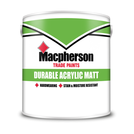 Macpherson Trade Durable Acrylic Matt Paint 5lt Colours